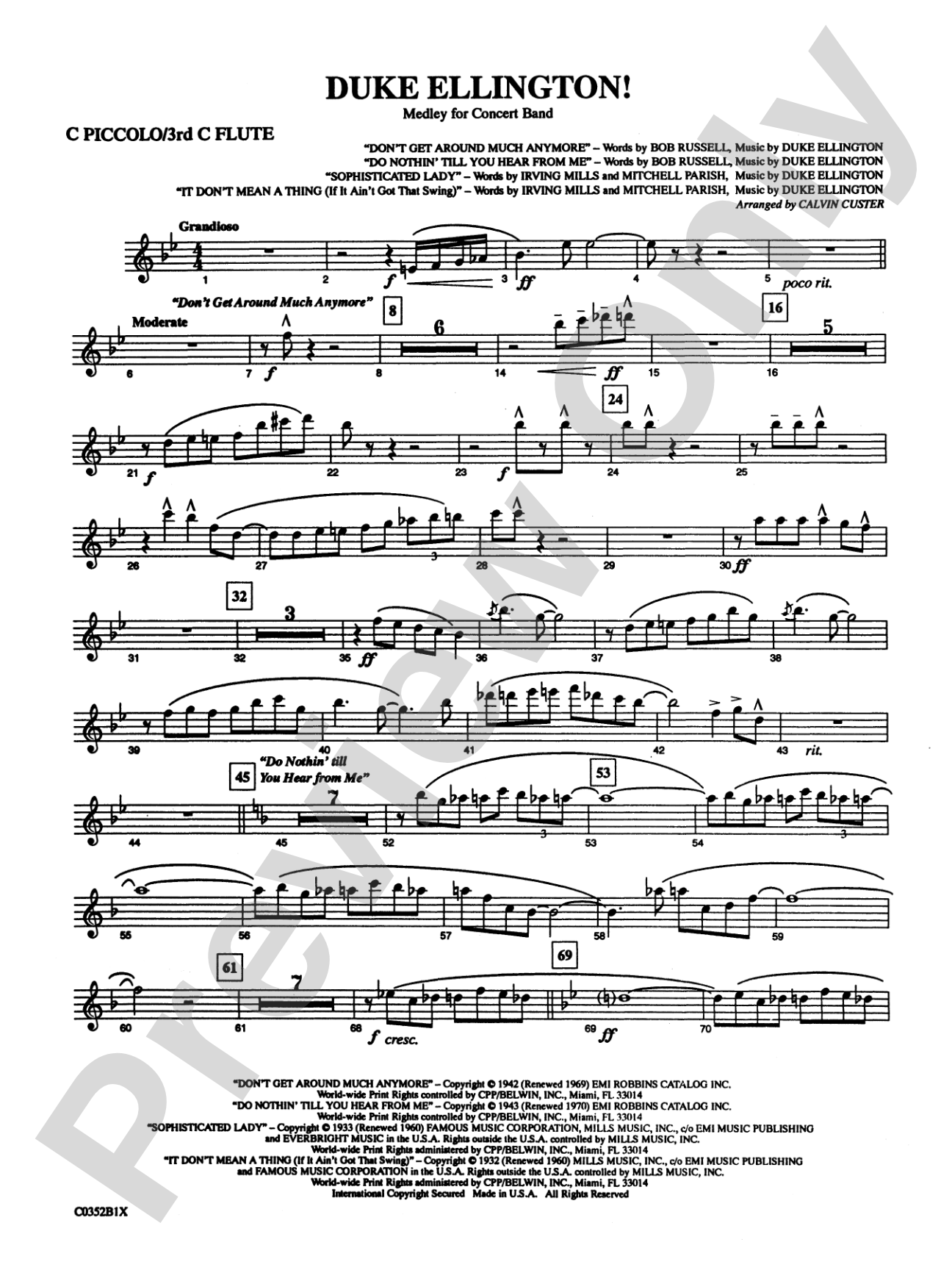 Duke Ellington! (Medley for Concert Band): Piccolo