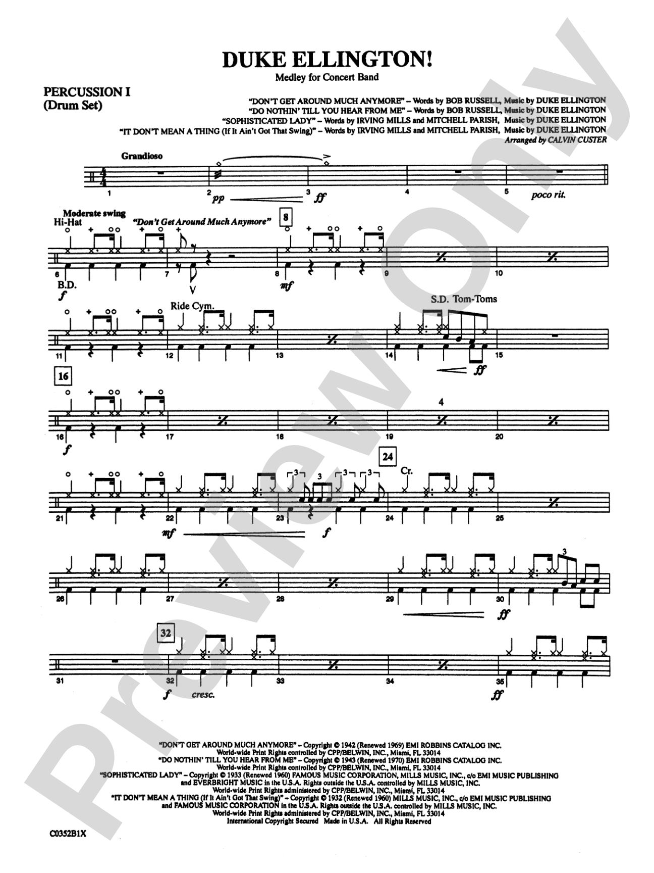 Duke Ellington! (Medley for Concert Band): 1st Percussion