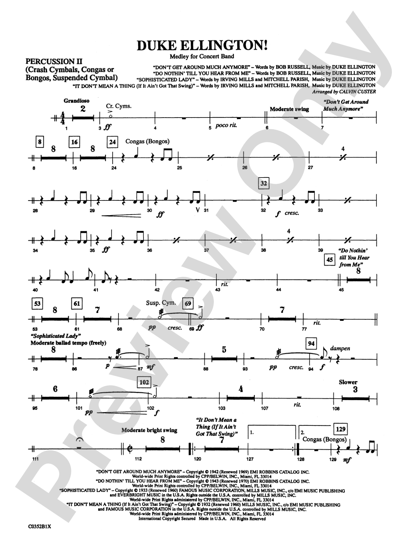 Duke Ellington! (Medley for Concert Band): 2nd Percussion