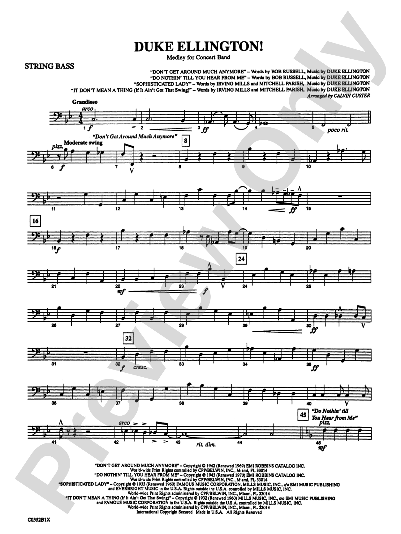 Duke Ellington! (Medley for Concert Band): String Bass
