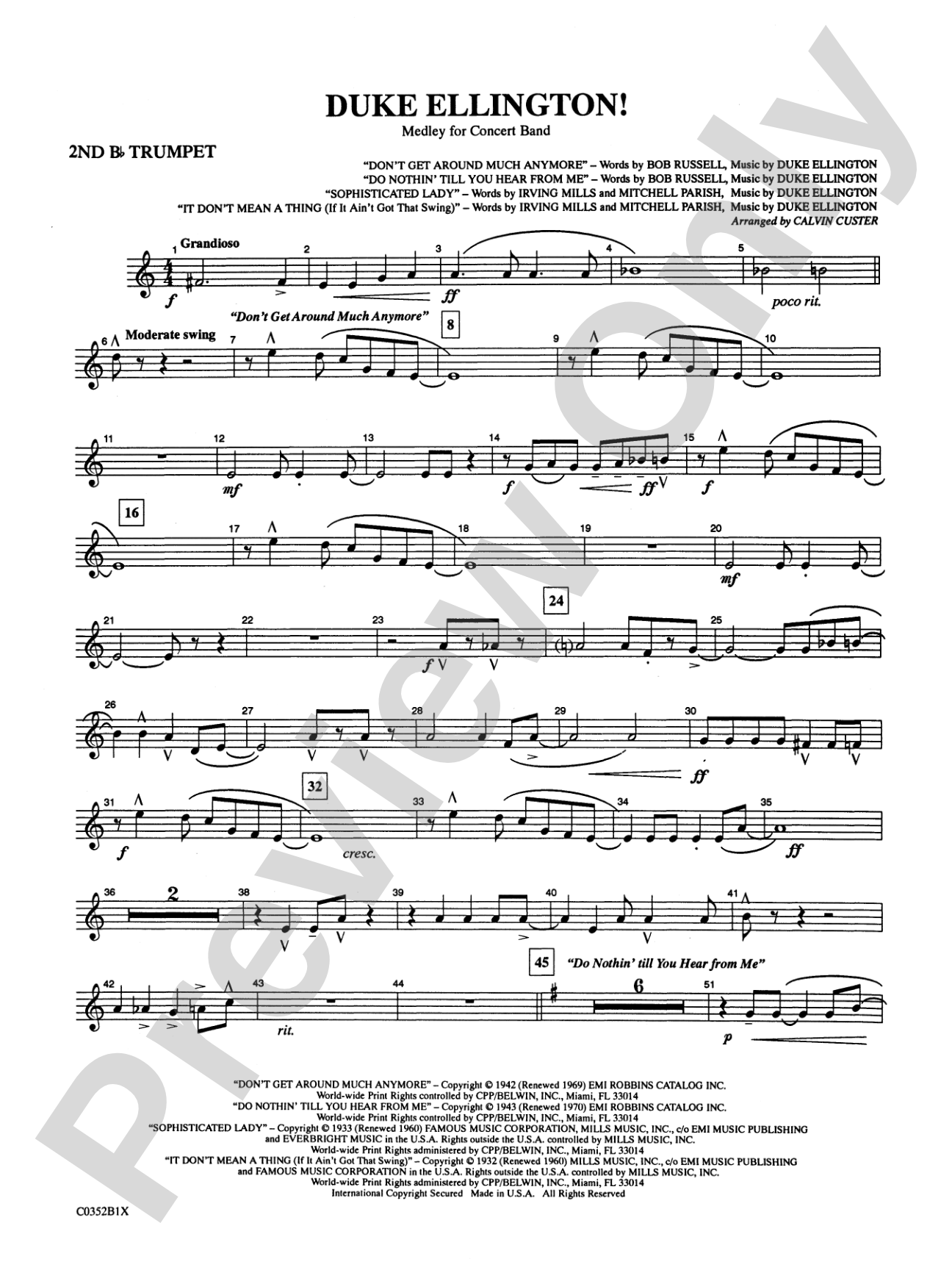 Duke Ellington! (Medley for Concert Band): 2nd B-flat Trumpet