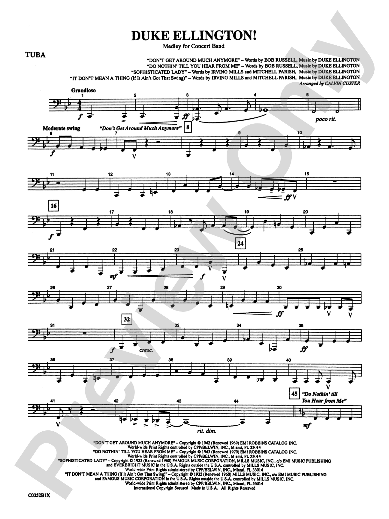 Duke Ellington! (Medley for Concert Band): Tuba