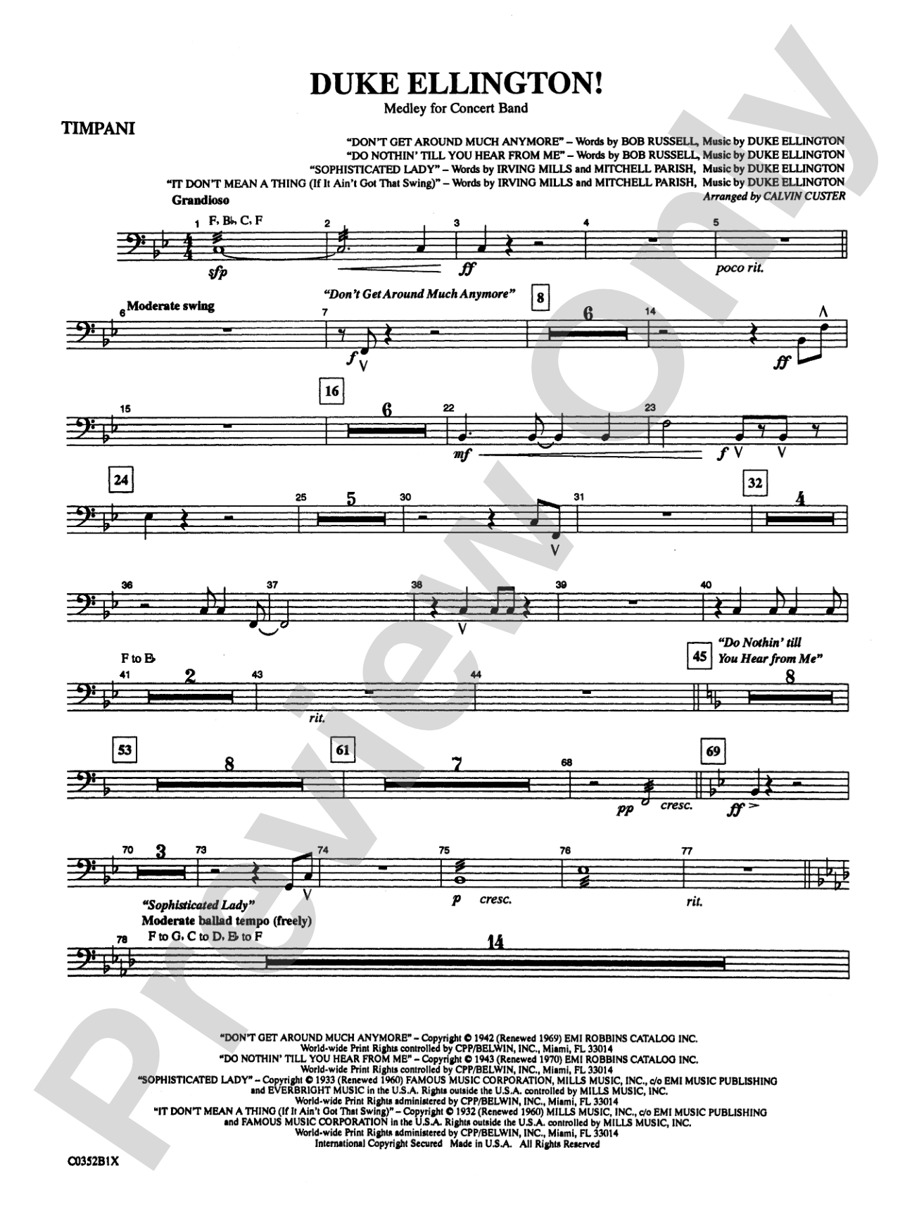 Duke Ellington! (Medley for Concert Band): Timpani