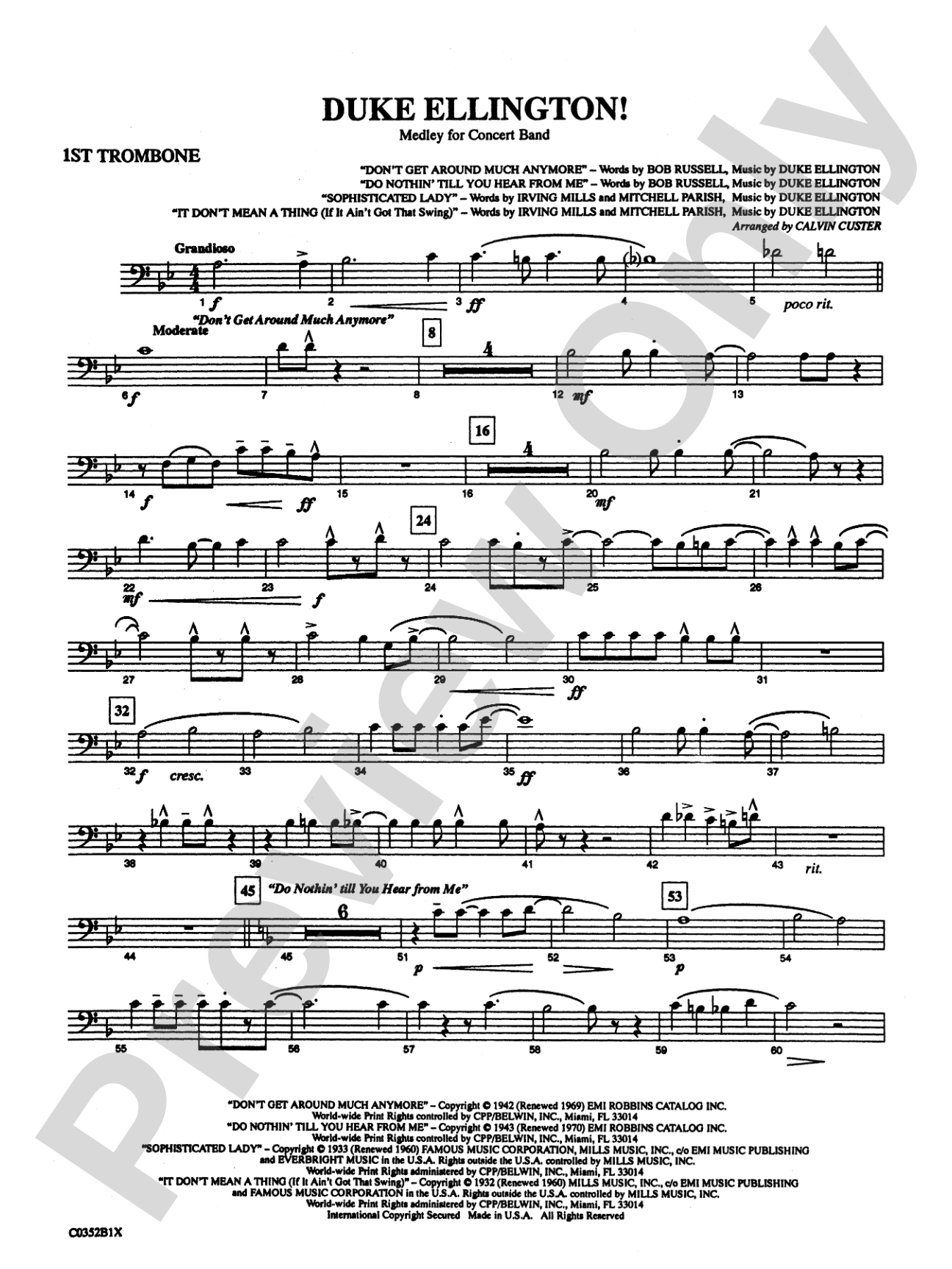 Duke Ellington! (Medley for Concert Band): 1st Trombone