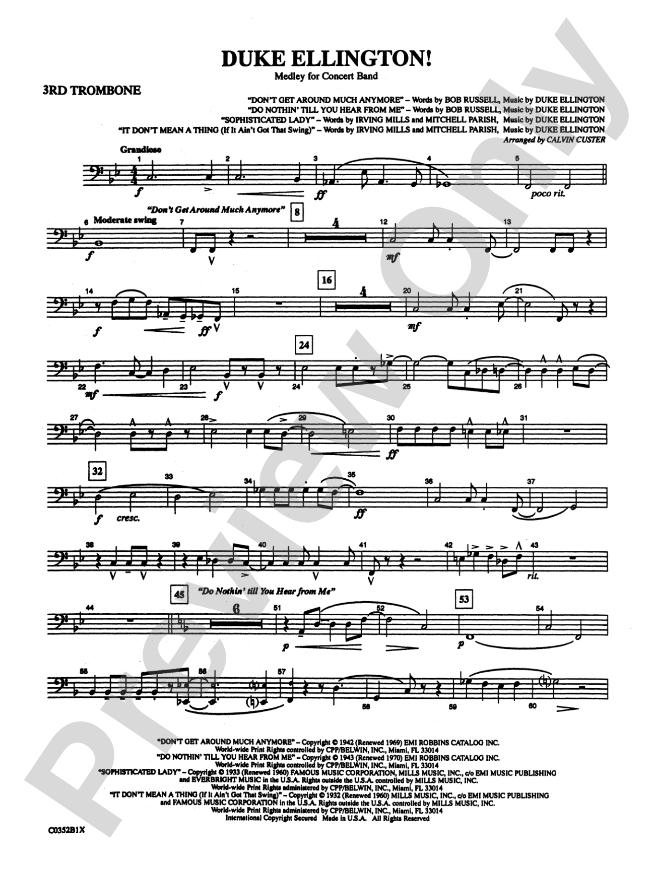 Duke Ellington! (Medley for Concert Band): 3rd Trombone