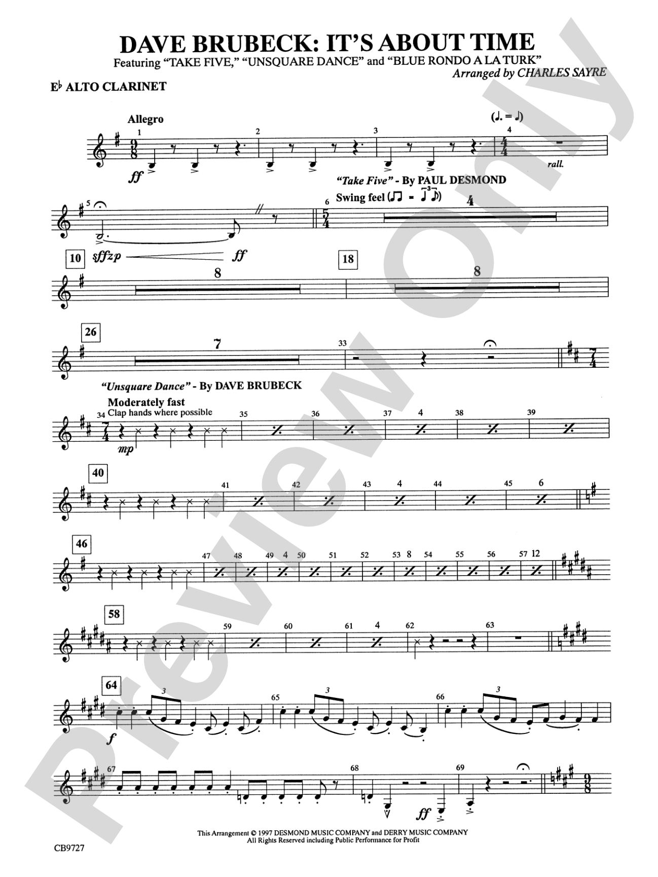 Dave Brubeck: It's About Time: E-flat Alto Clarinet