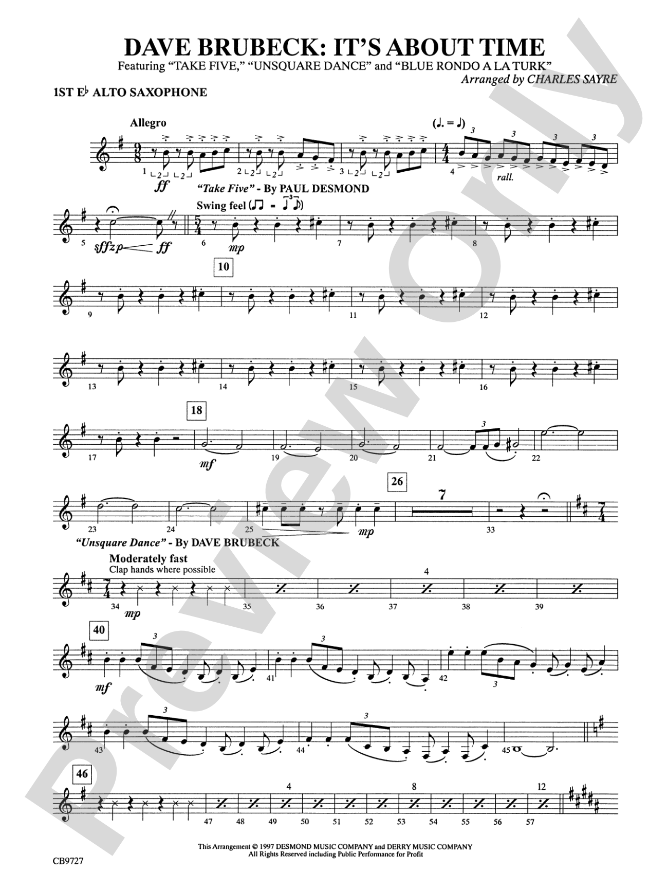 Dave Brubeck: It's About Time: E-flat Alto Saxophone