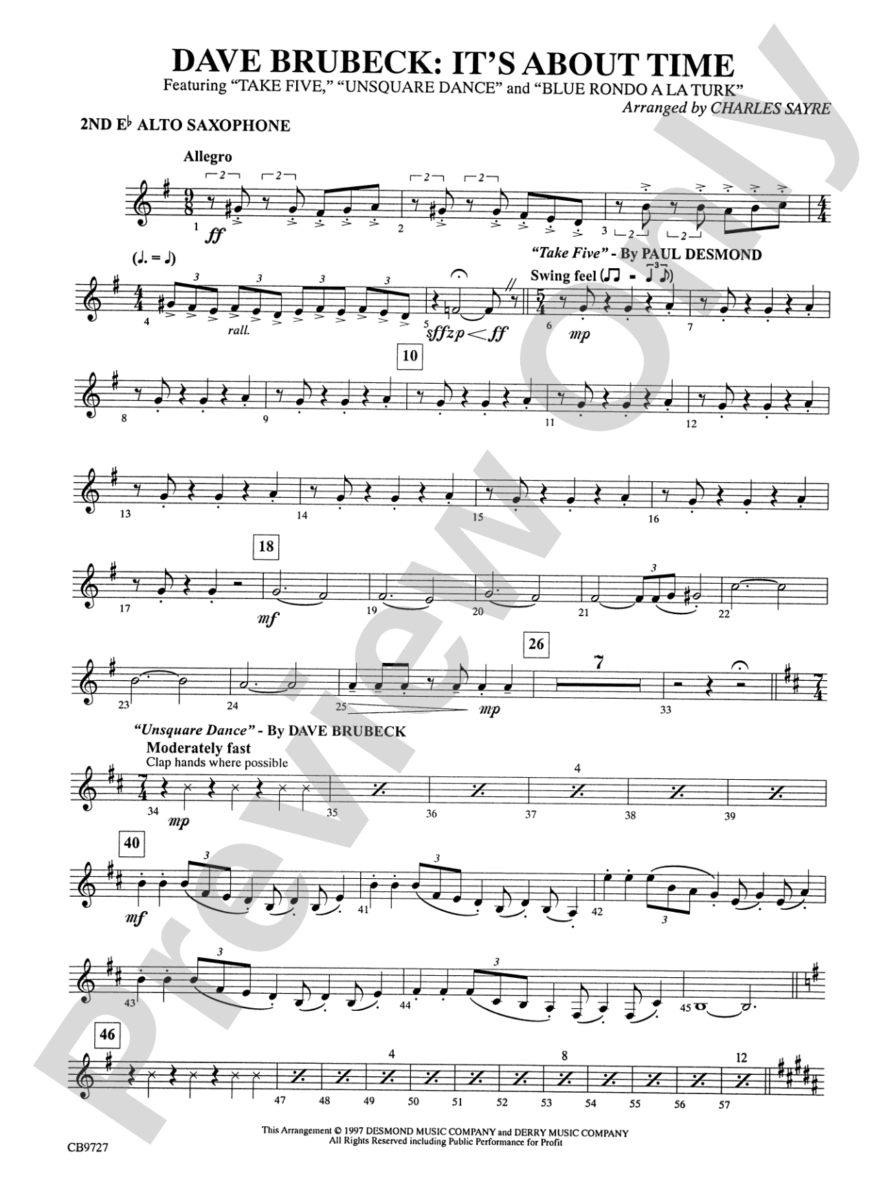 Dave Brubeck: It's About Time: 2nd E-flat Alto Saxophone