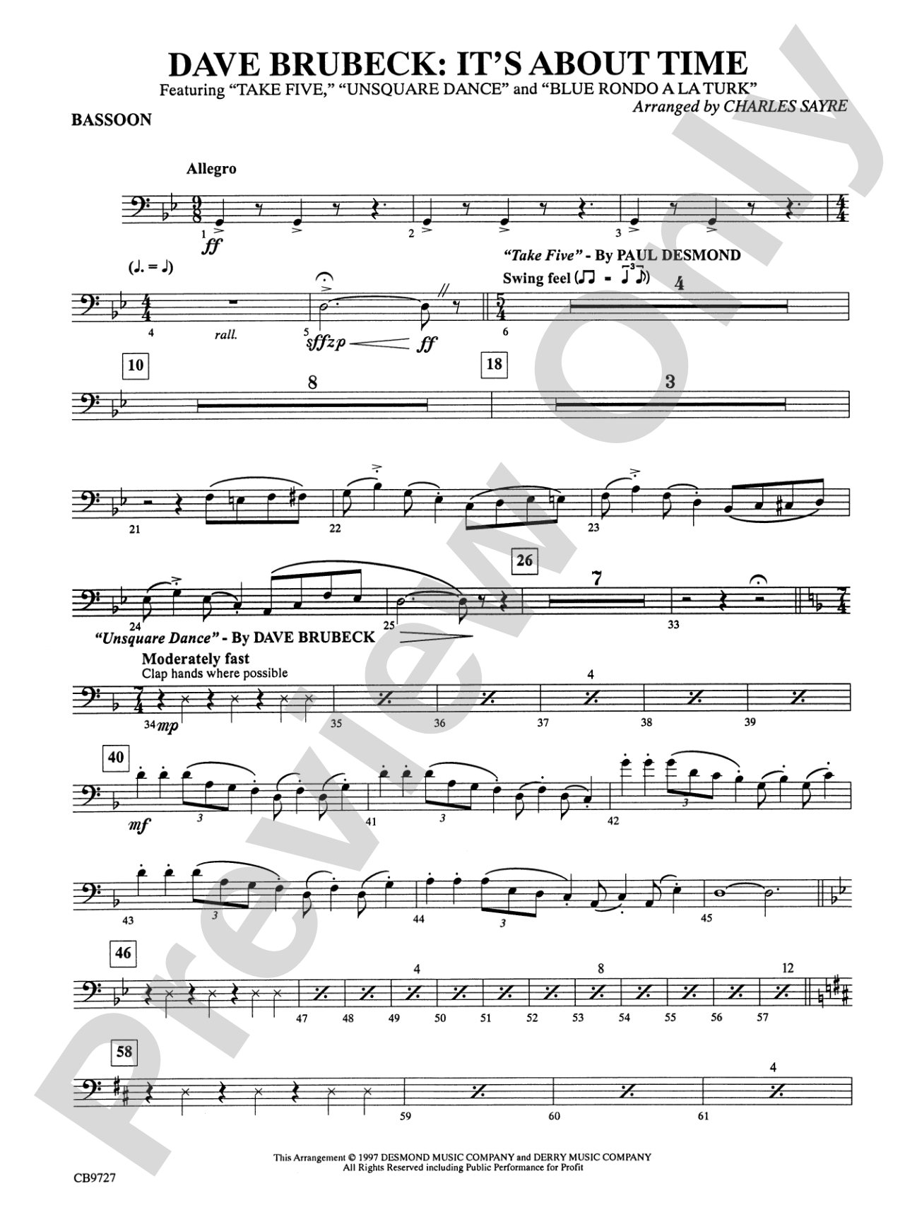 Dave Brubeck: It's About Time: Bassoon
