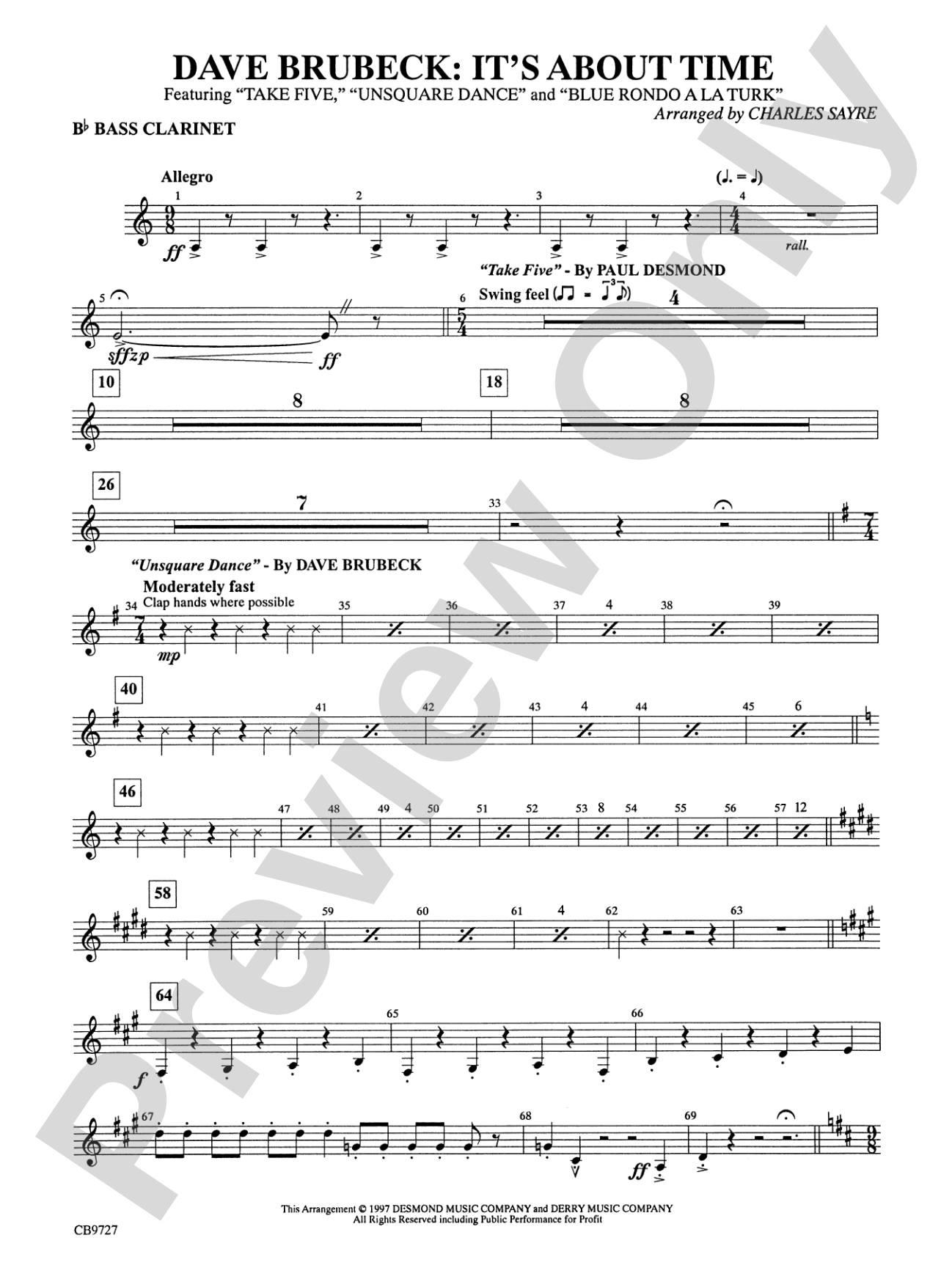 Dave Brubeck: It's About Time: B-flat Bass Clarinet