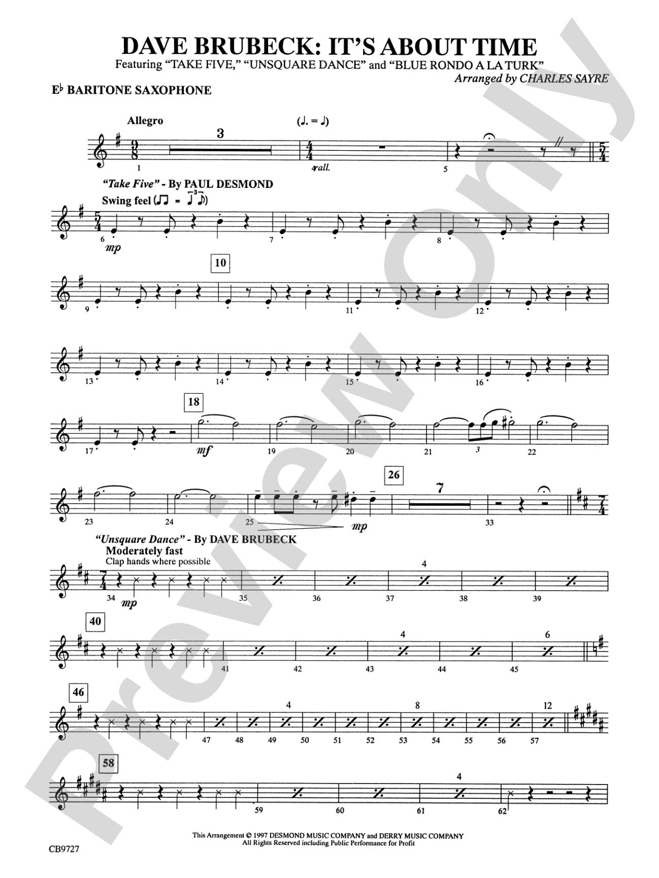 Dave Brubeck: It's About Time: E-flat Baritone Saxophone