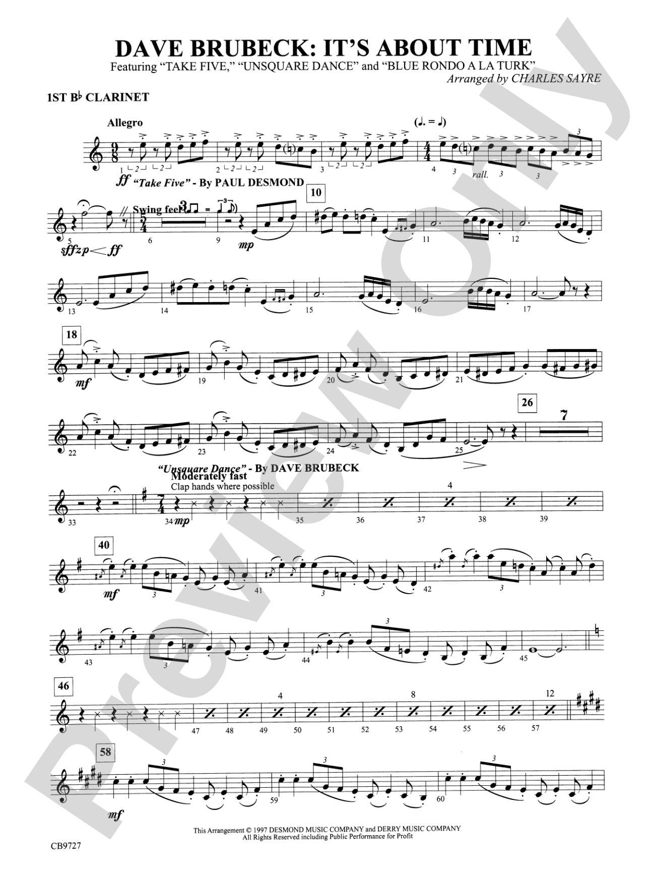 Dave Brubeck: It's About Time: 1st B-flat Clarinet
