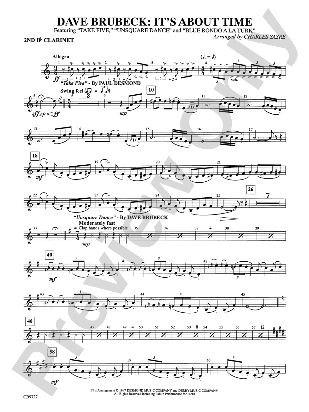 Dave Brubeck: It's About Time: 2nd B-flat Clarinet