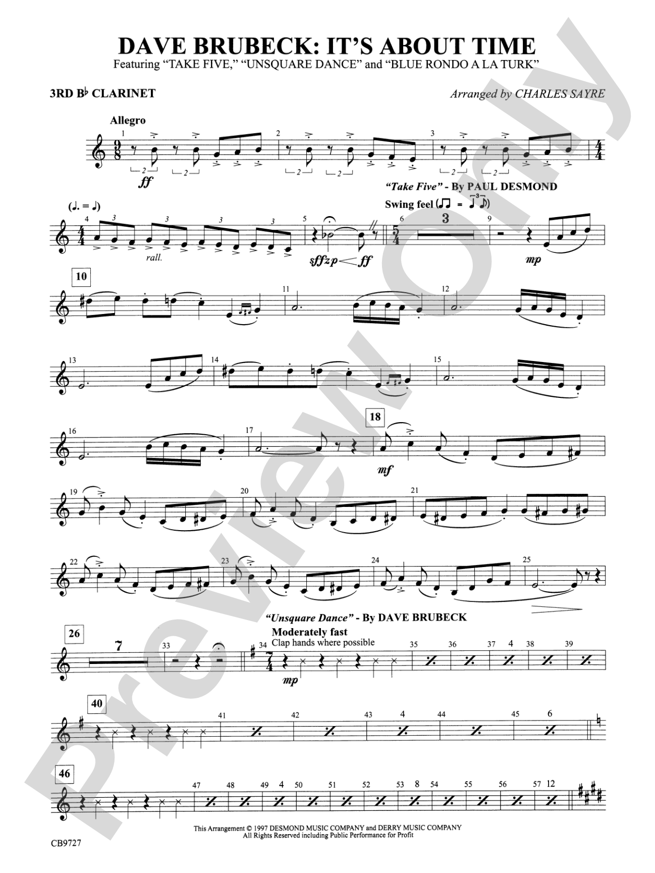 Dave Brubeck: It's About Time: 3rd B-flat Clarinet