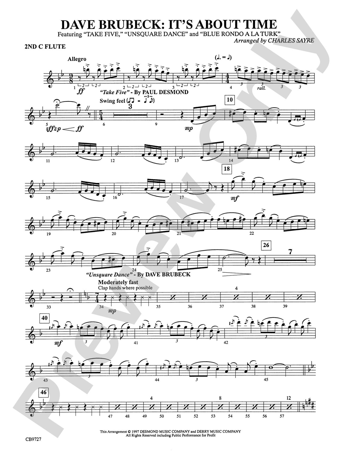 Dave Brubeck: It's About Time: 2nd Flute