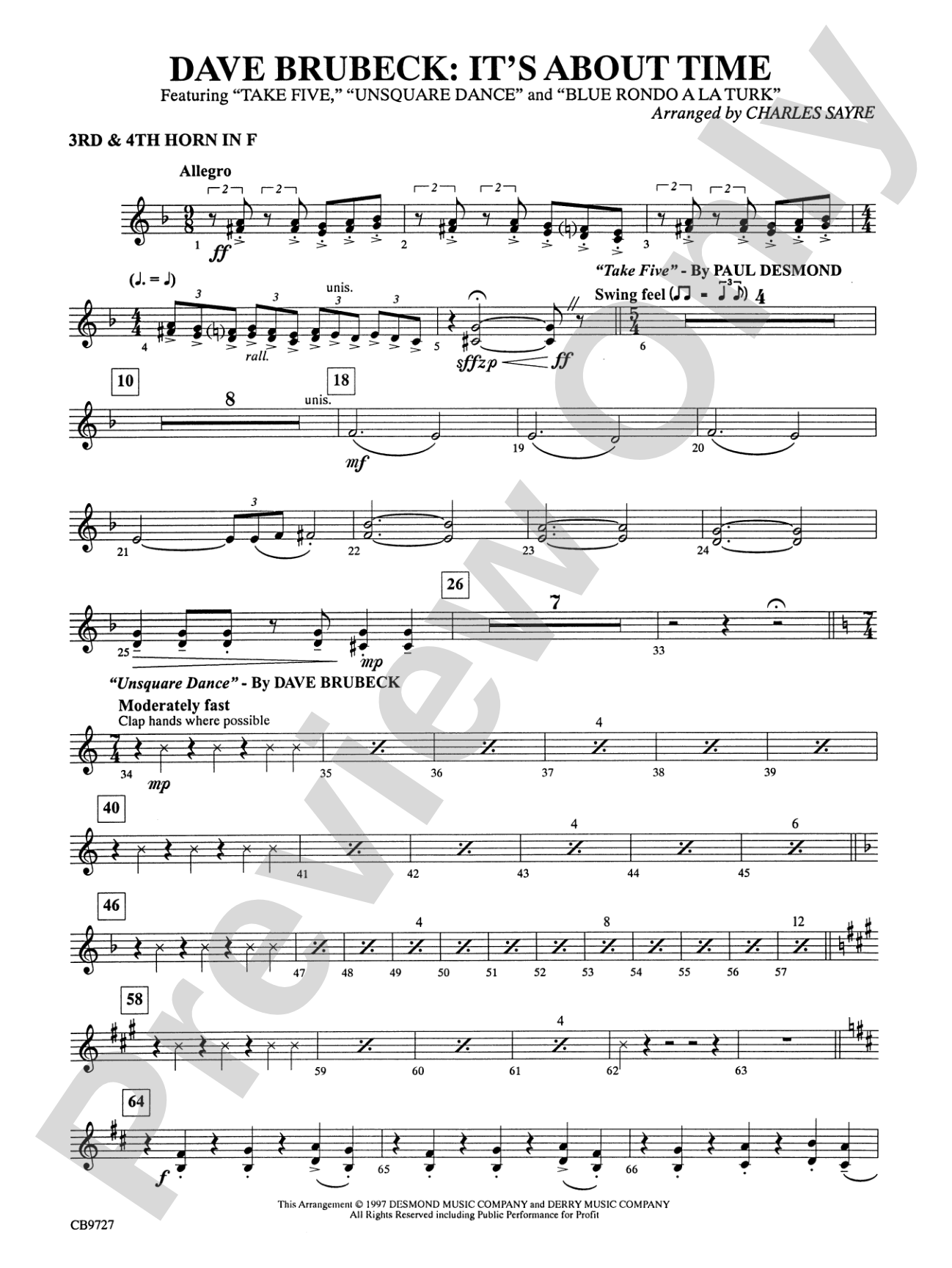 Dave Brubeck: It's About Time: 3rd & 4th F Horns