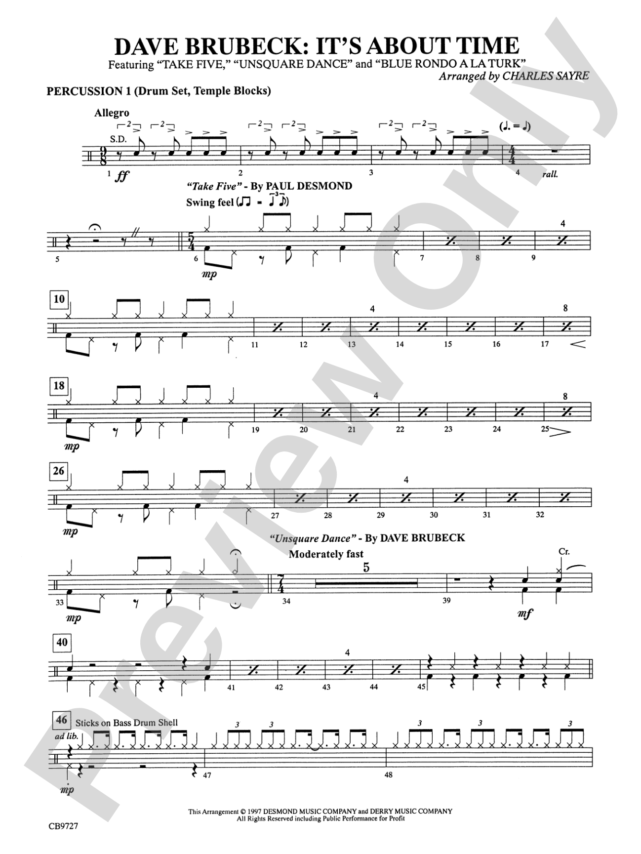 Dave Brubeck: It's About Time: 1st Percussion