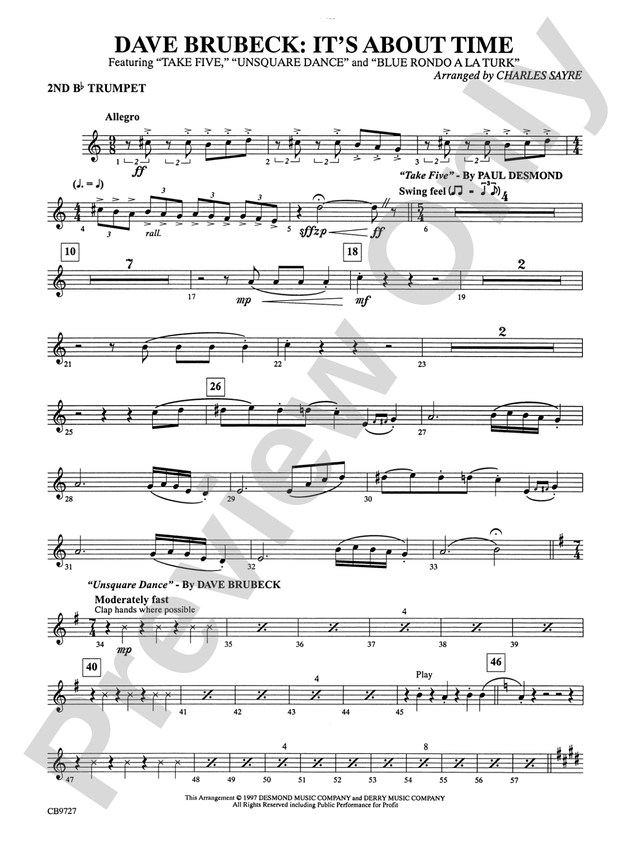 Dave Brubeck: It's About Time: 2nd B-flat Trumpet