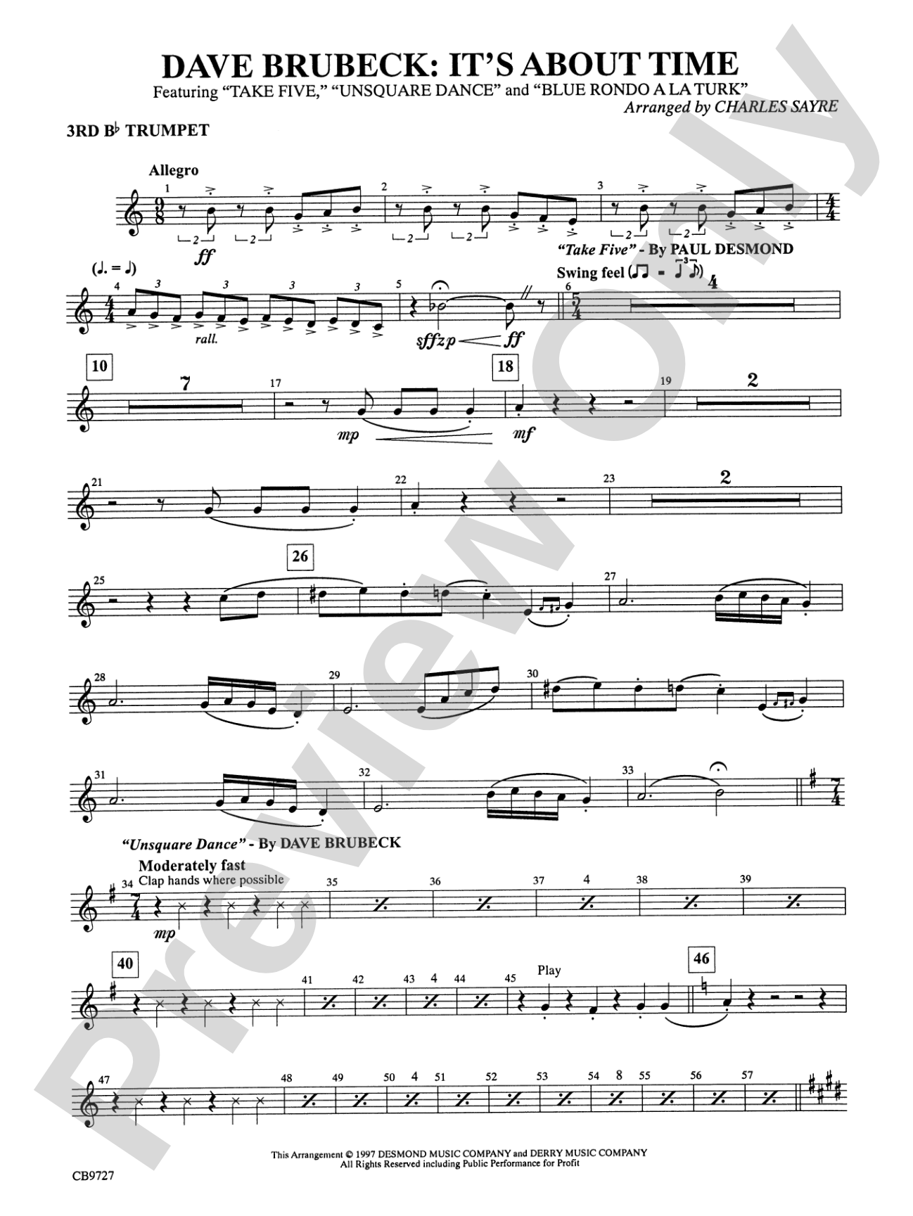 Dave Brubeck: It's About Time: 3rd B-flat Trumpet