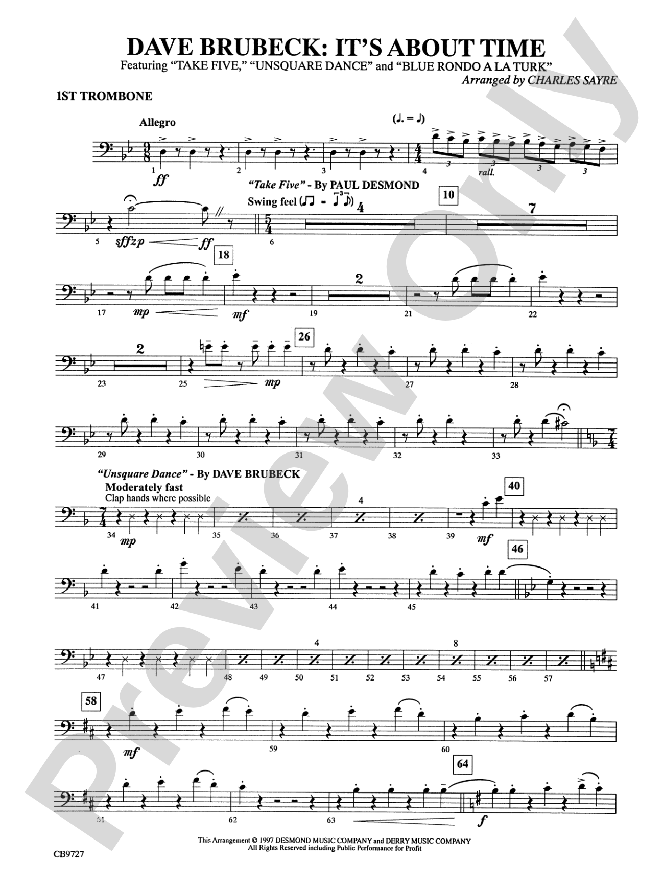 Dave Brubeck: It's About Time: 1st Trombone