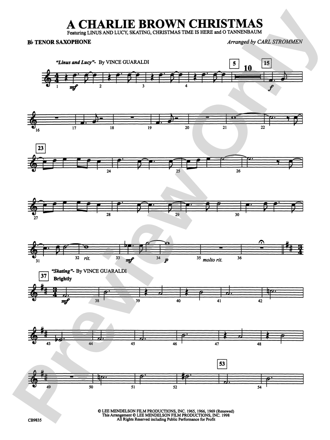 A Charlie Brown Christmas: B-flat Tenor Saxophone