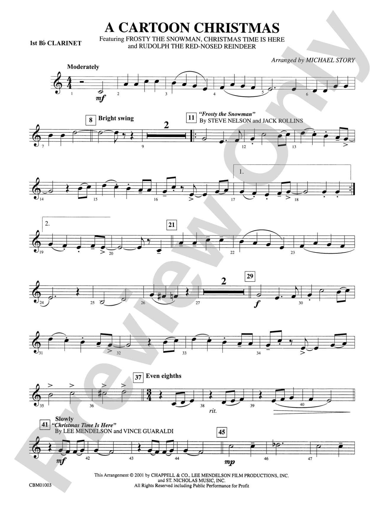 A Cartoon Christmas: 1st B-flat Clarinet