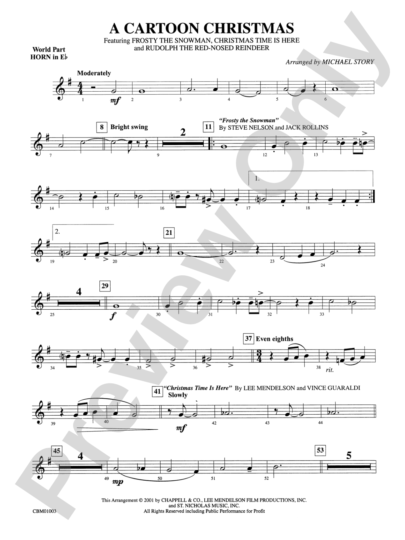 A Cartoon Christmas: WP 1st Horn in E-flat