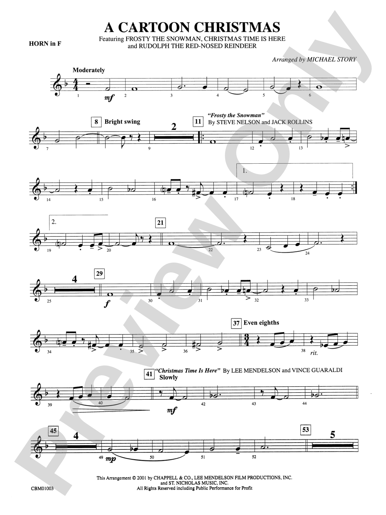 A Cartoon Christmas: 1st F Horn