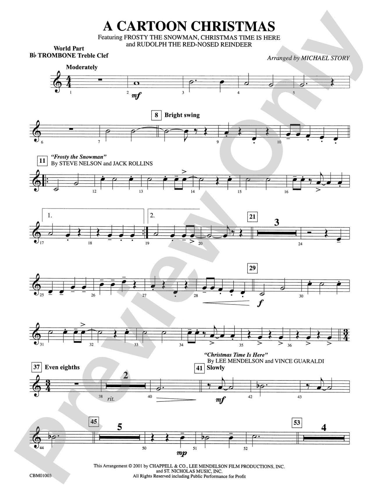 A Cartoon Christmas: WP 1st B-flat Trombone T.C.