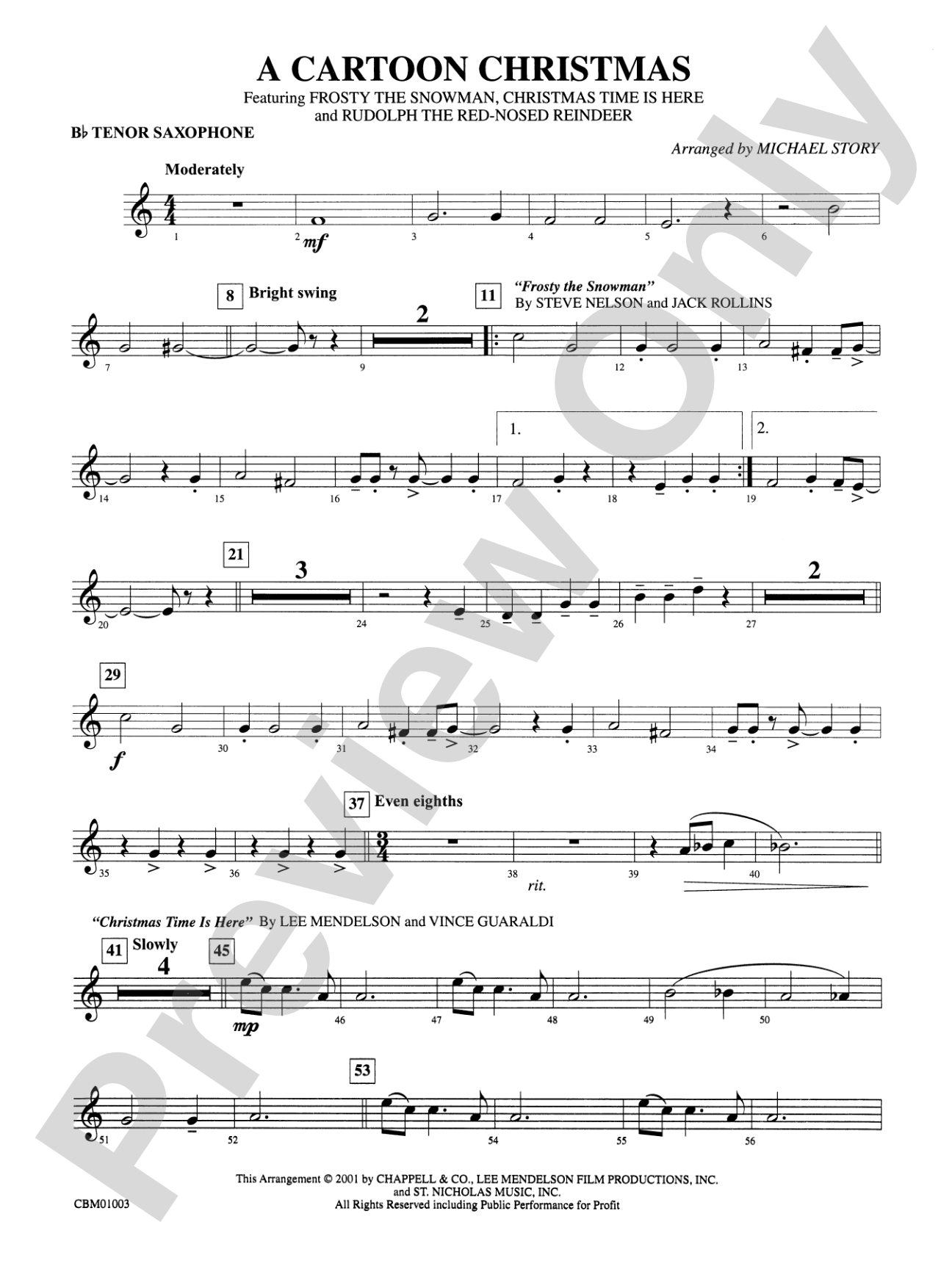 A Cartoon Christmas: B-flat Tenor Saxophone