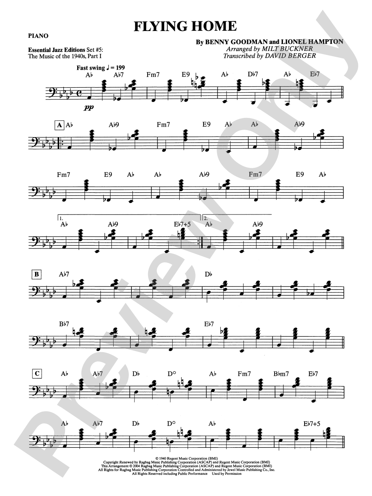 Flying Home: Piano Accompaniment