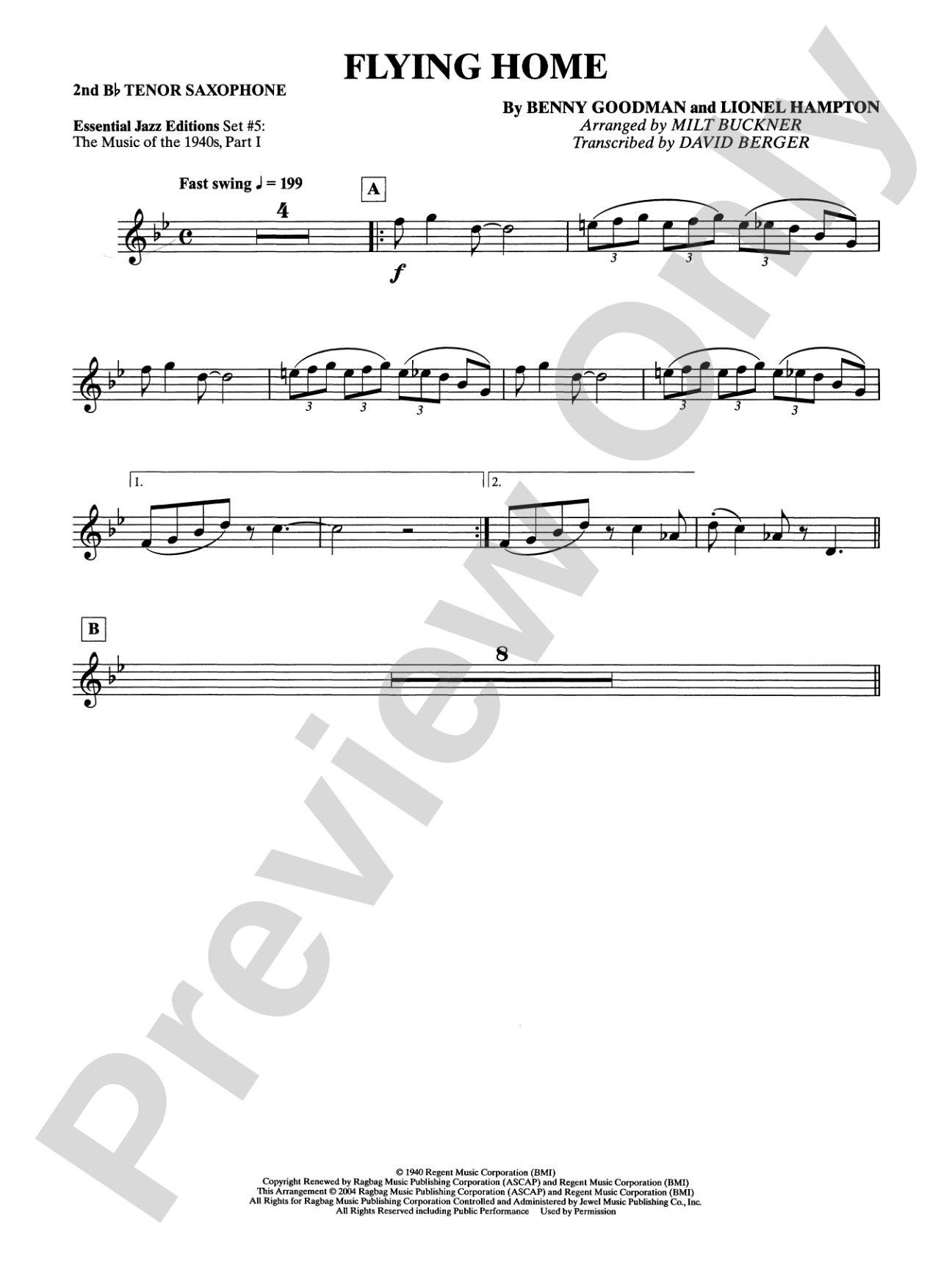 Flying Home: 2nd B-flat Tenor Saxophone