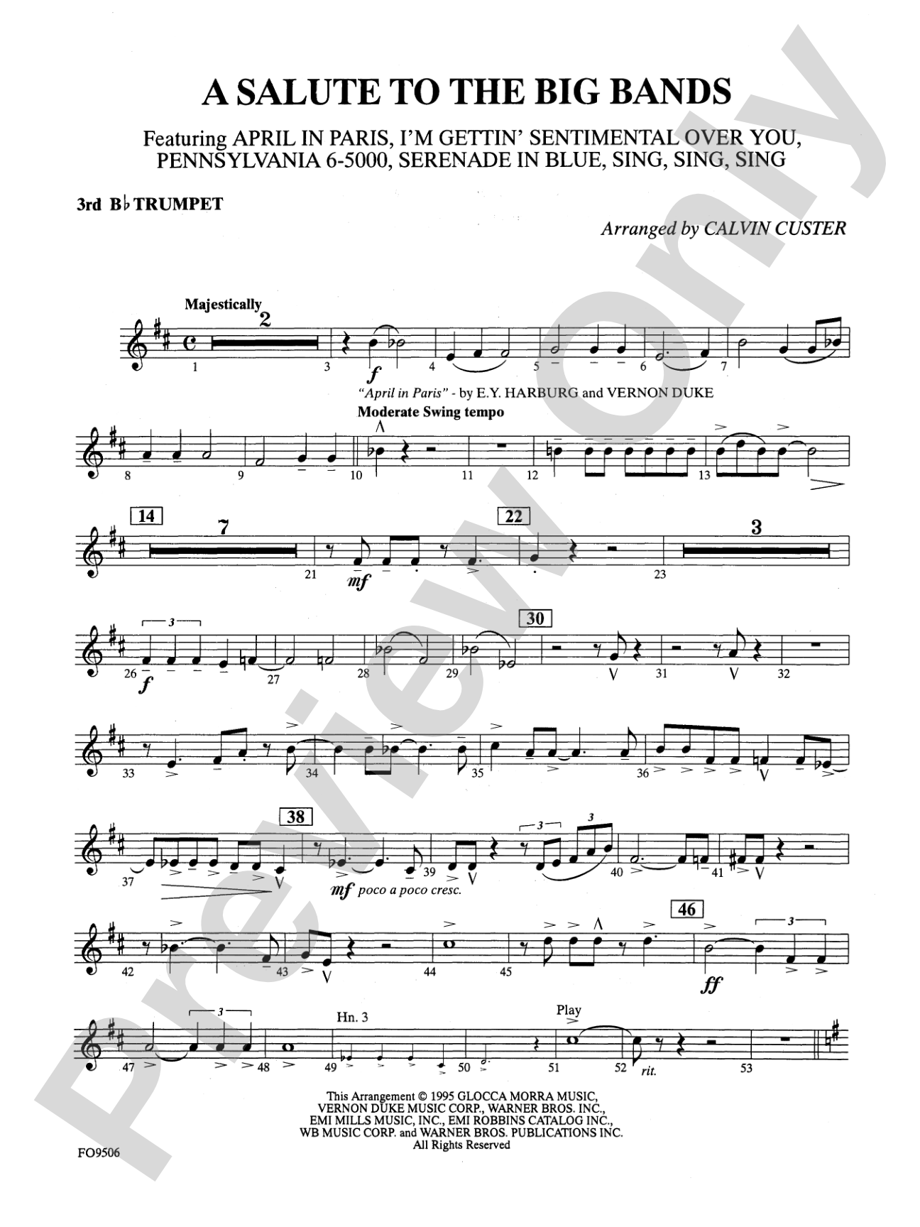 A Salute to the Big Bands: 3rd B-flat Trumpet
