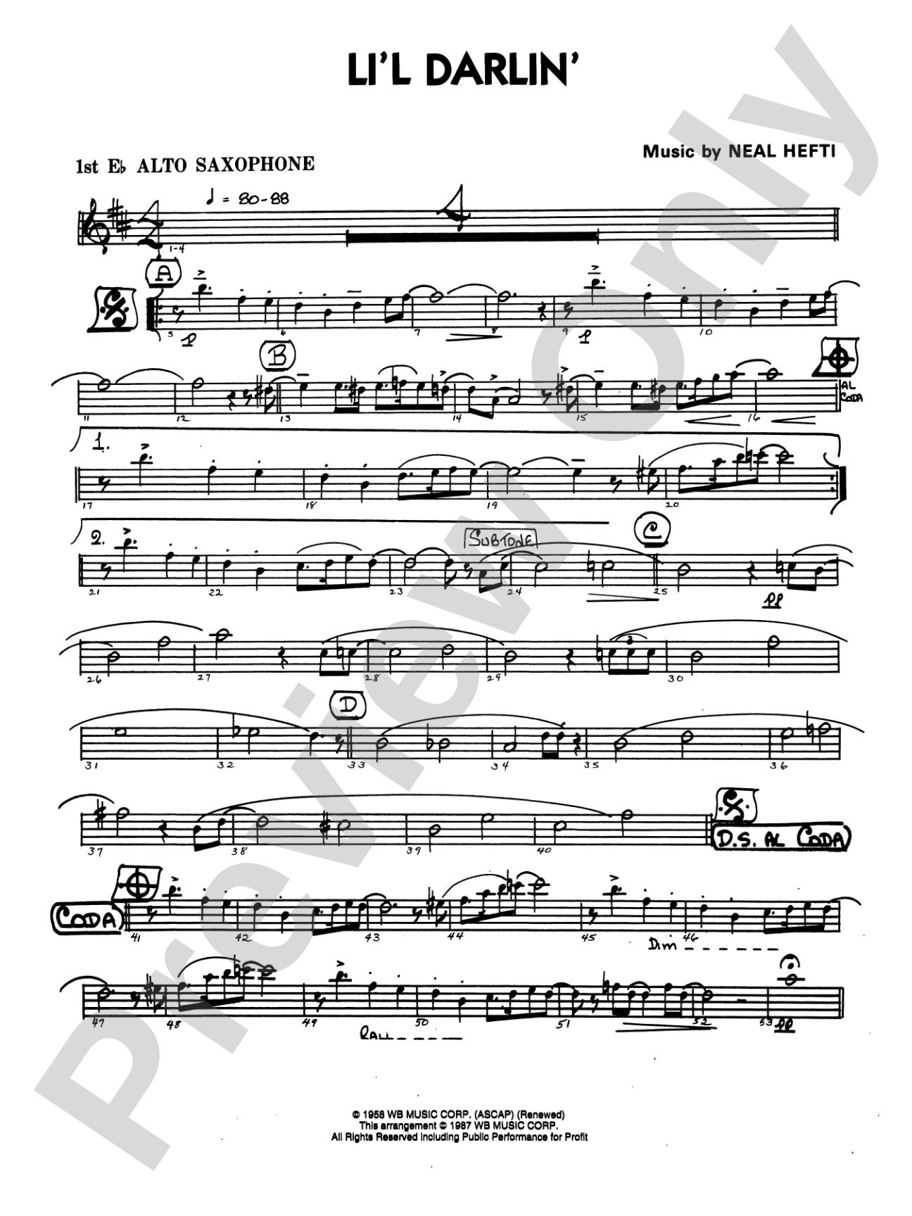 Li'l Darlin': E-flat Alto Saxophone