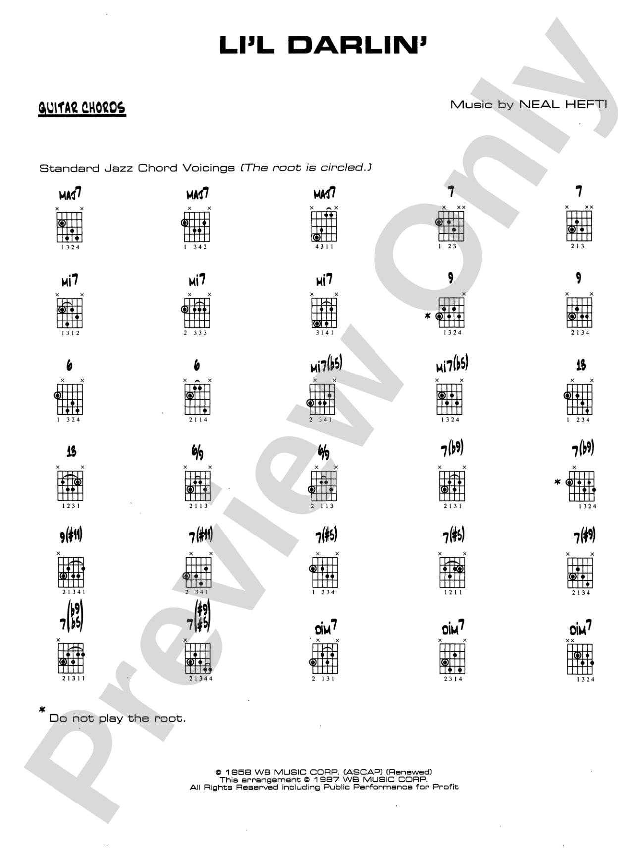 Li'l Darlin': Guitar Chords
