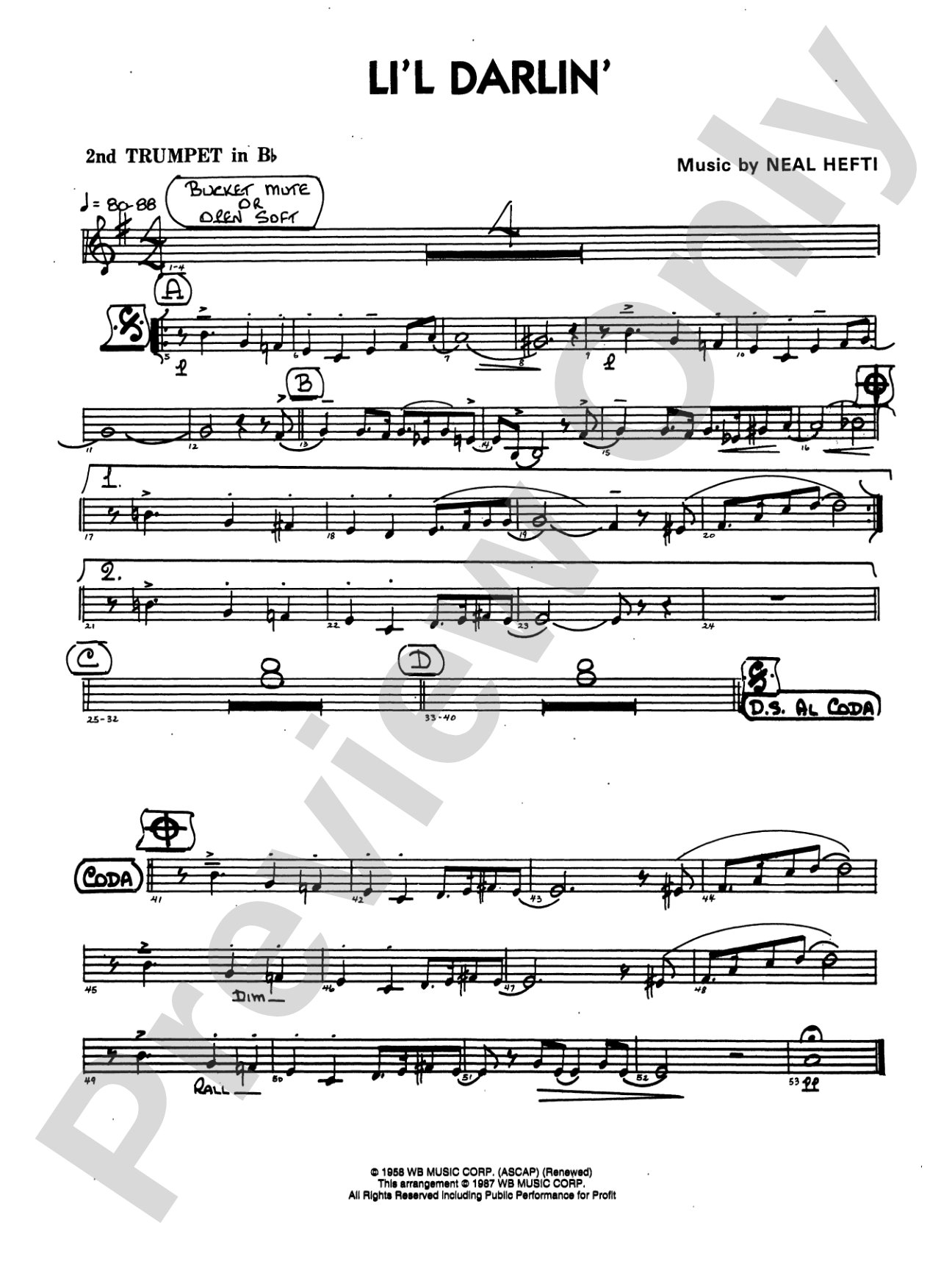 Li'l Darlin': 2nd B-flat Trumpet