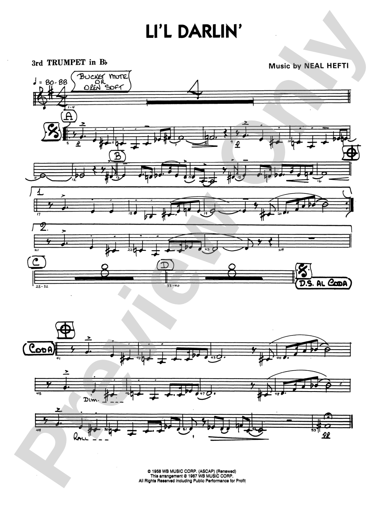 Li'l Darlin': 3rd B-flat Trumpet