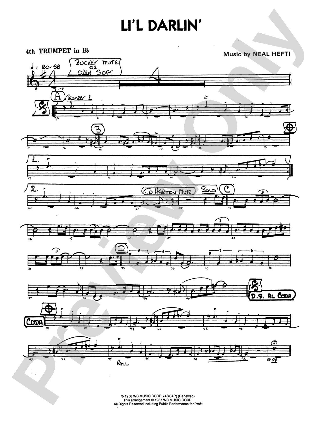 Li'l Darlin': 4th B-flat Trumpet