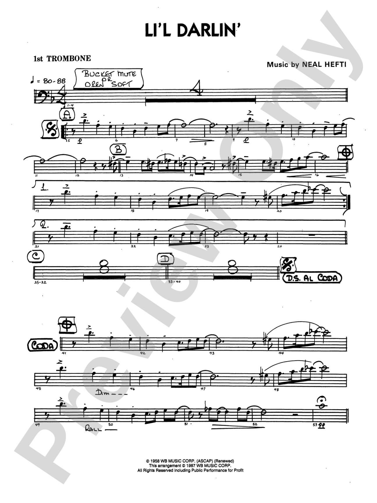 Li'l Darlin': 1st Trombone