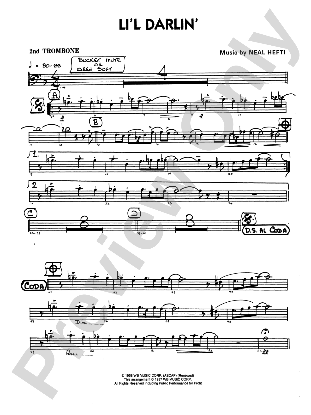 Li'l Darlin': 2nd Trombone