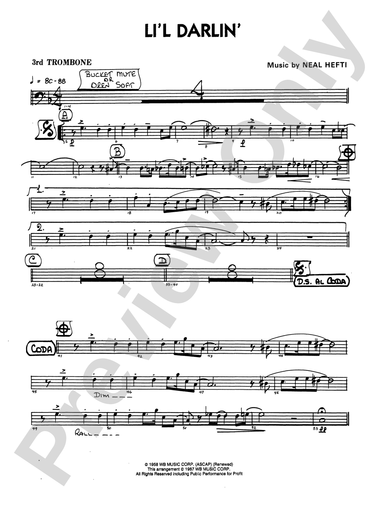 Li'l Darlin': 3rd Trombone