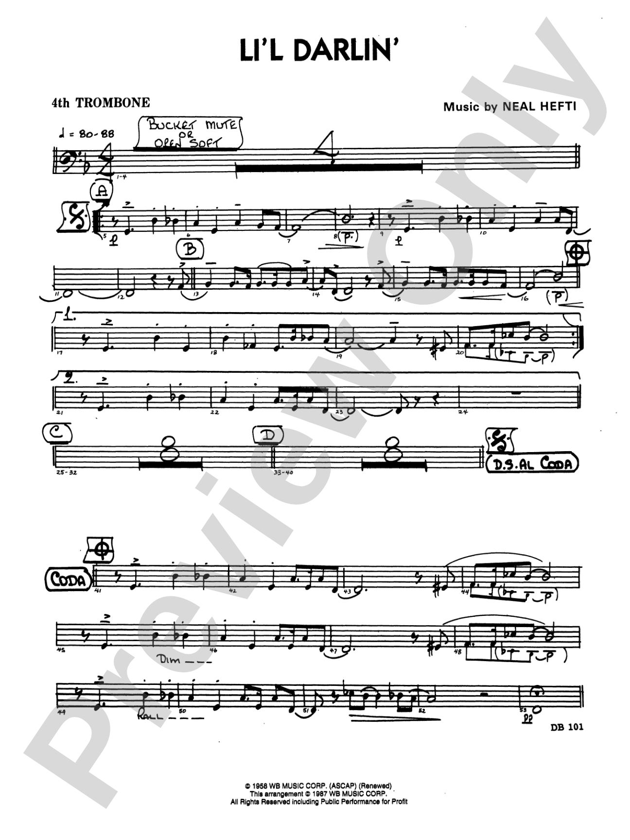 Li'l Darlin': 4th Trombone
