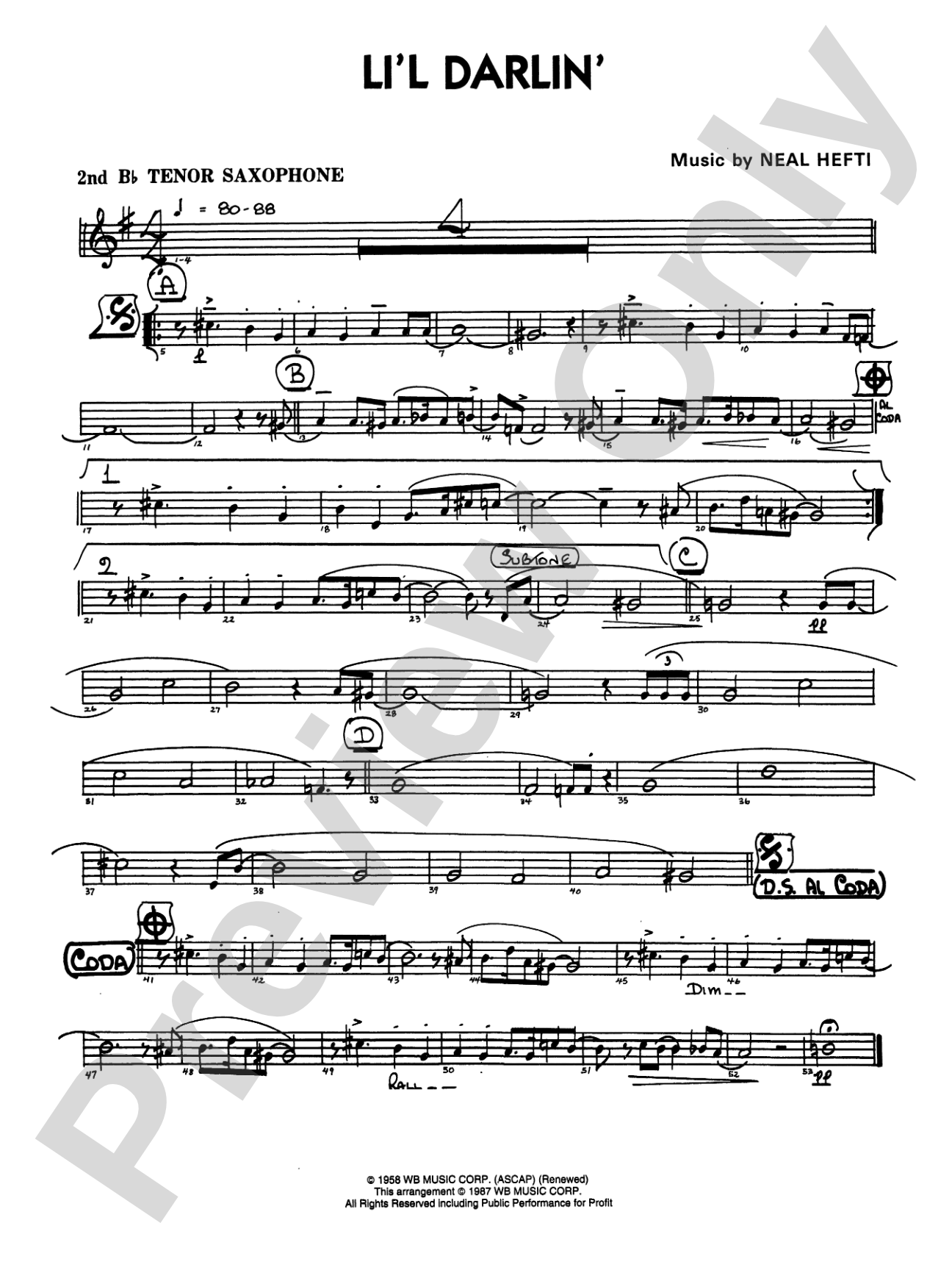 Li'l Darlin': 2nd B-flat Tenor Saxophone