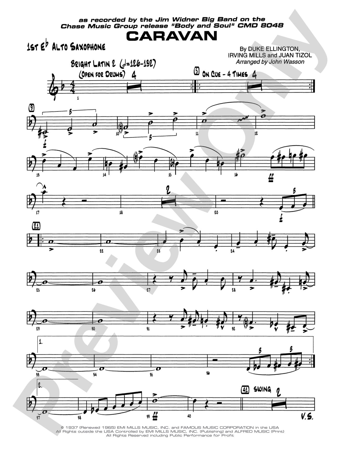 Caravan: E-flat Alto Saxophone