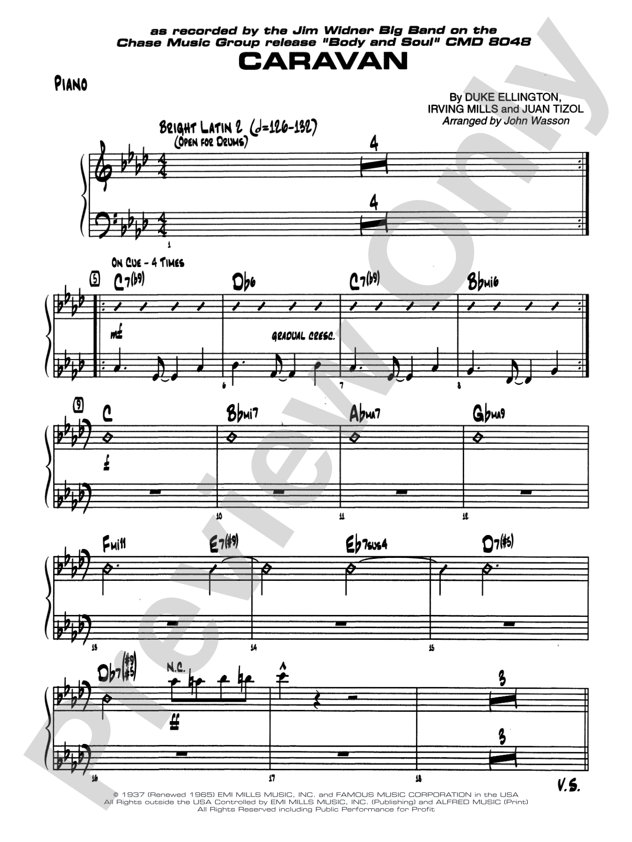 Caravan: Piano Accompaniment