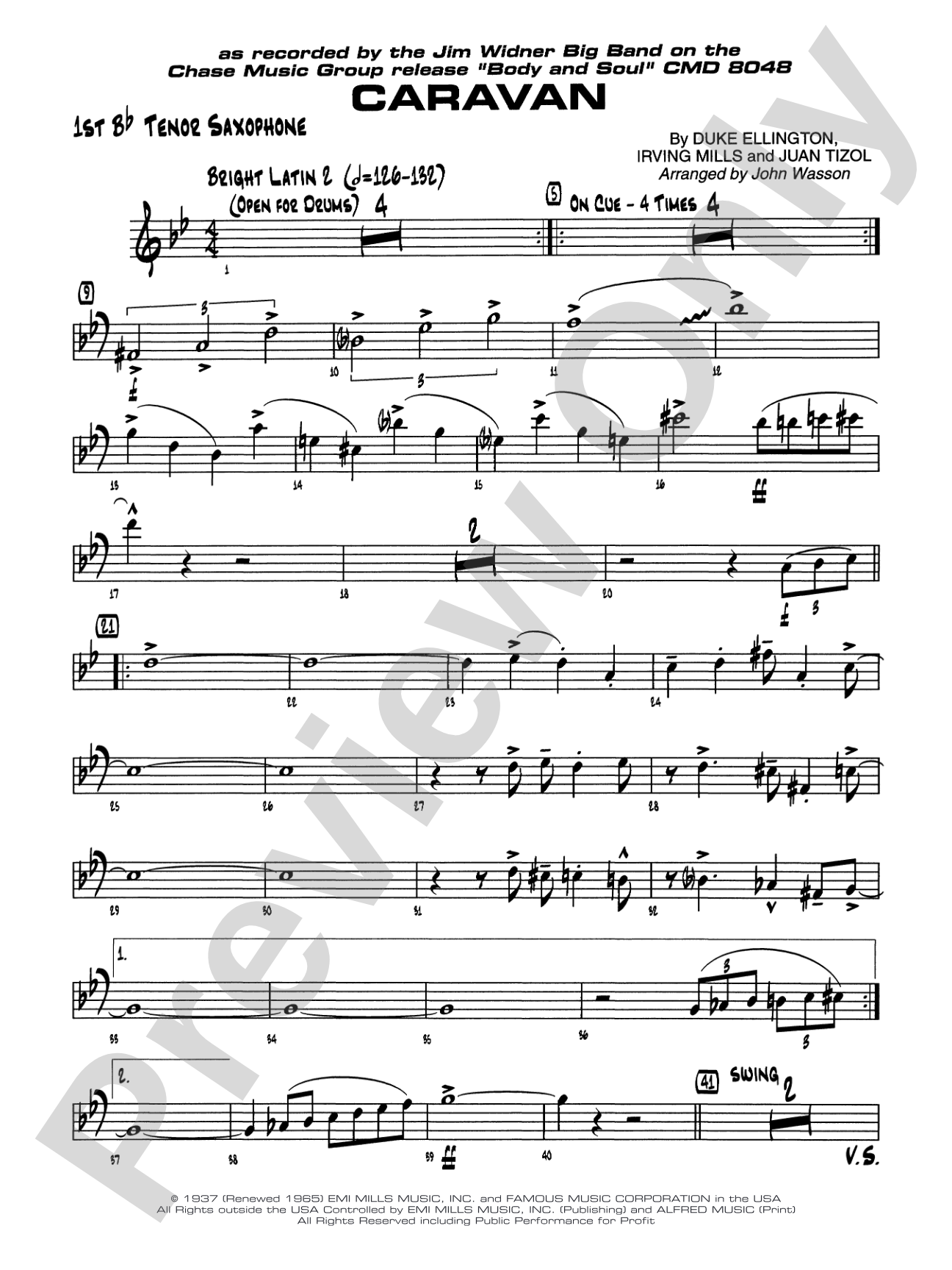 Caravan: B-flat Tenor Saxophone