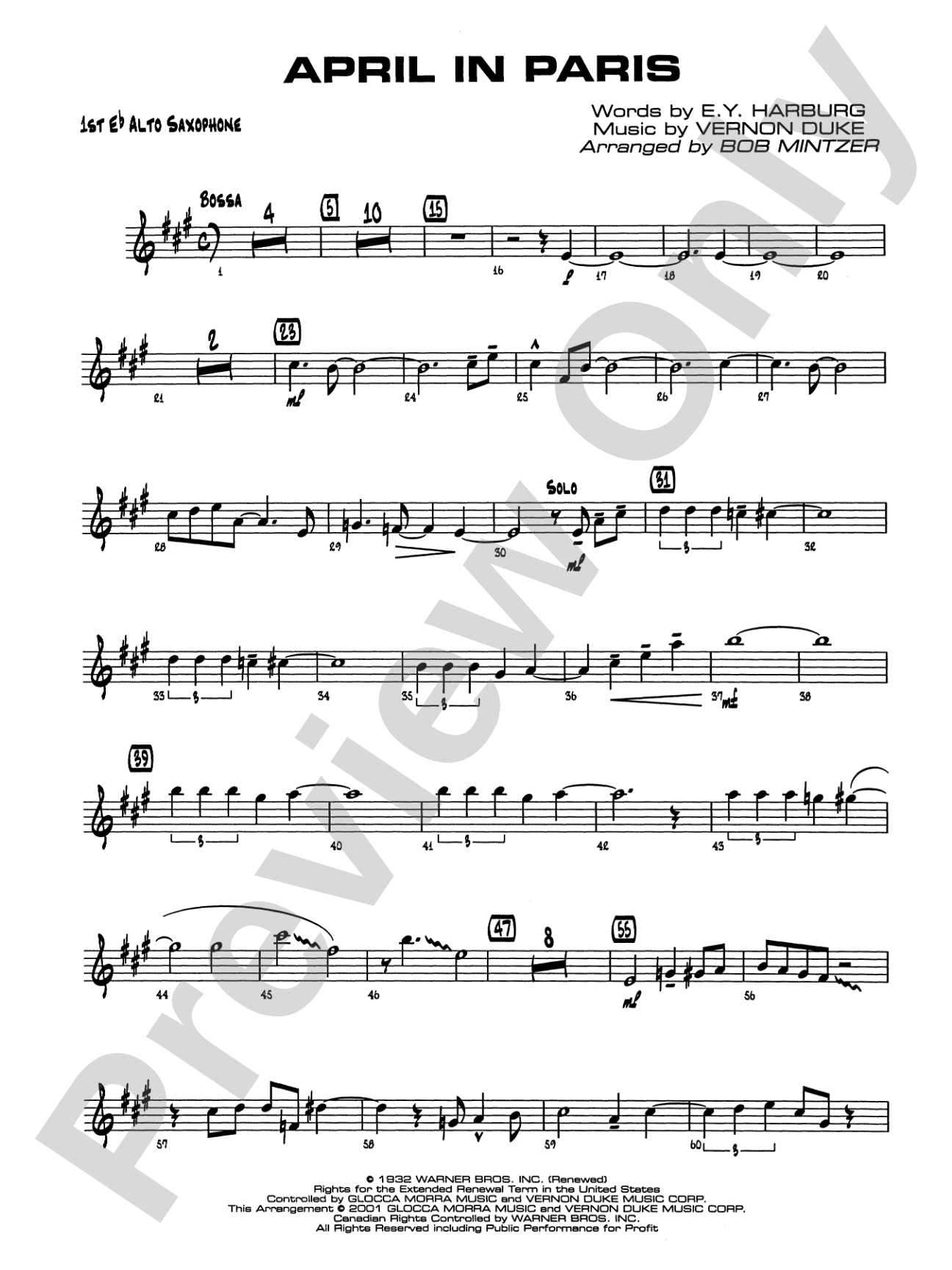 April in Paris: E-flat Alto Saxophone