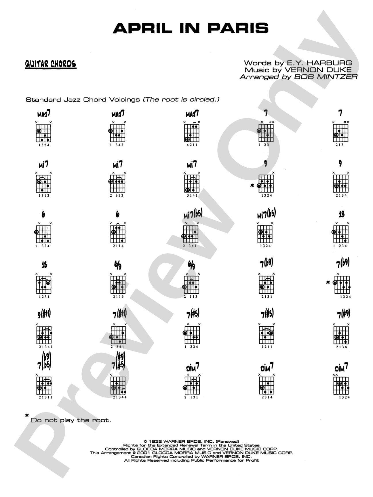 April in Paris: Guitar Chords