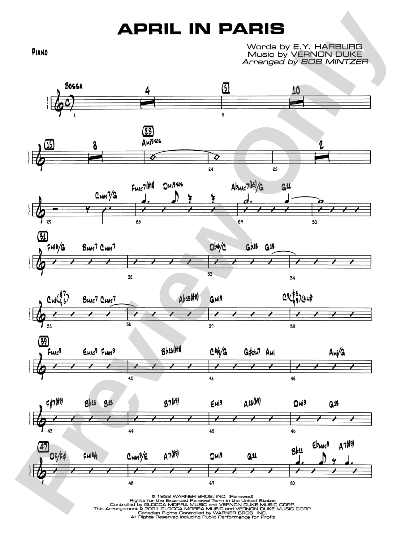 April in Paris: Piano Accompaniment