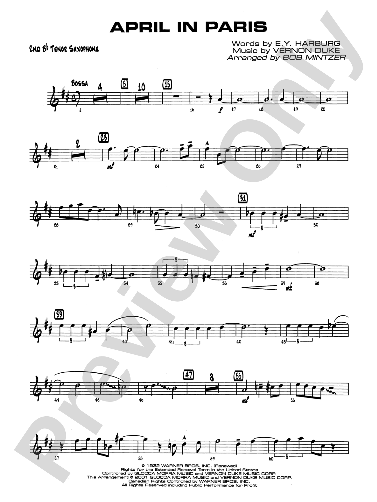 April in Paris: 2nd B-flat Tenor Saxophone